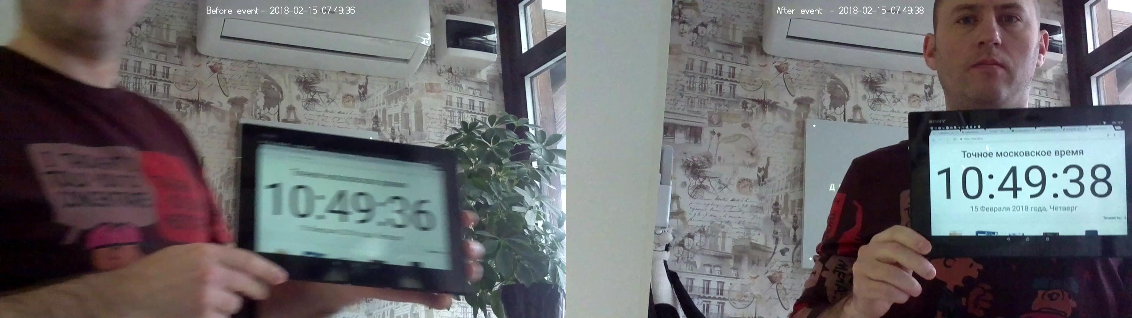 Аннотации к видео показывают момент срабатывания датчика движения — bBefore Event/b (до наступления события) и bAfter Event/b (после наступления события)