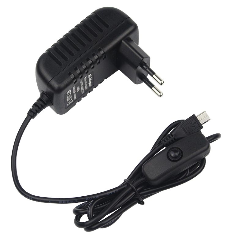 Блок питания AC100-240V DC5V для Raspberry Pi 3 (3A Micro USB) с выключателем