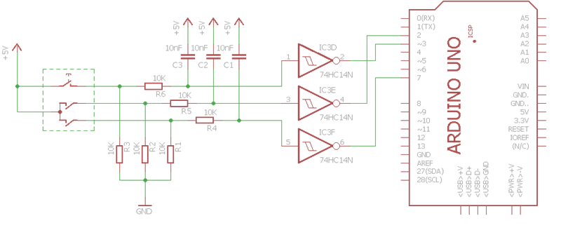 Освободившийся 3 пин (с прерываниями) теперь используется для перехвата нажатия кнопки