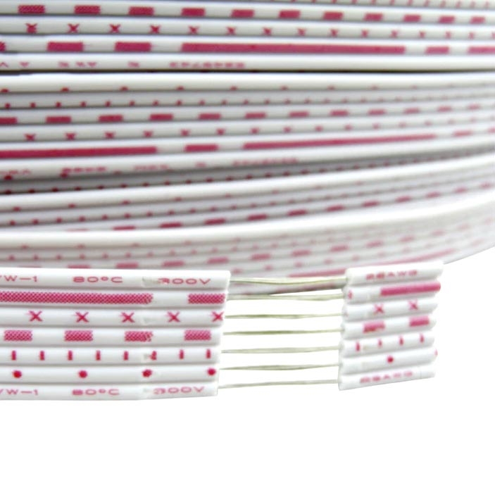 Шлейф плоский 7 проводов бело-красный 26AWG (7P, 1.27 мм)